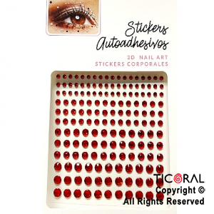 STICKERS STRASS AUTOADHESIVOS CIRCULOS FACETADOS ROJO X 1 PLANCHA